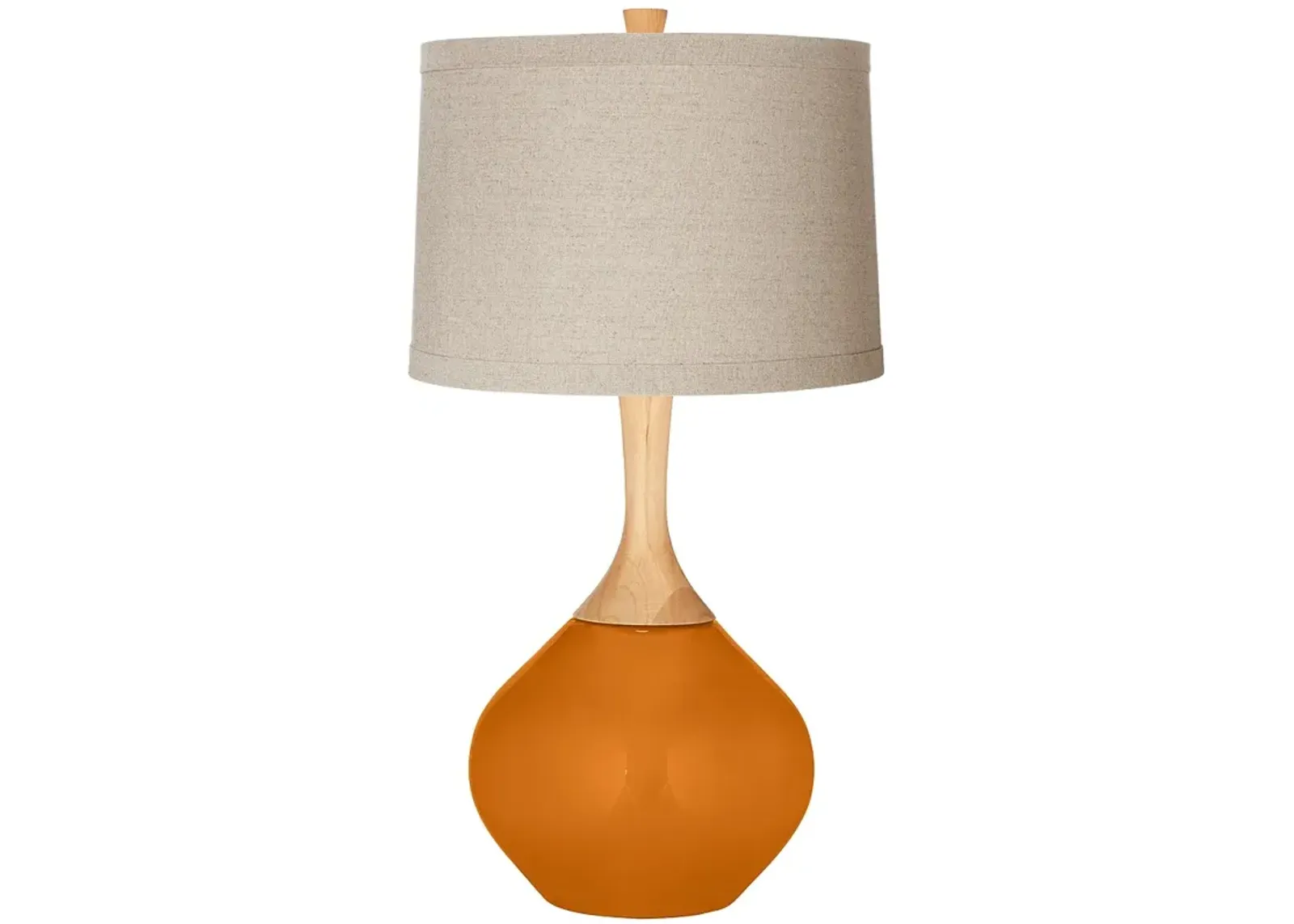 Cinnamon Spice Natural Linen Drum Shade Wexler Table Lamp