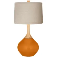 Cinnamon Spice Natural Linen Drum Shade Wexler Table Lamp