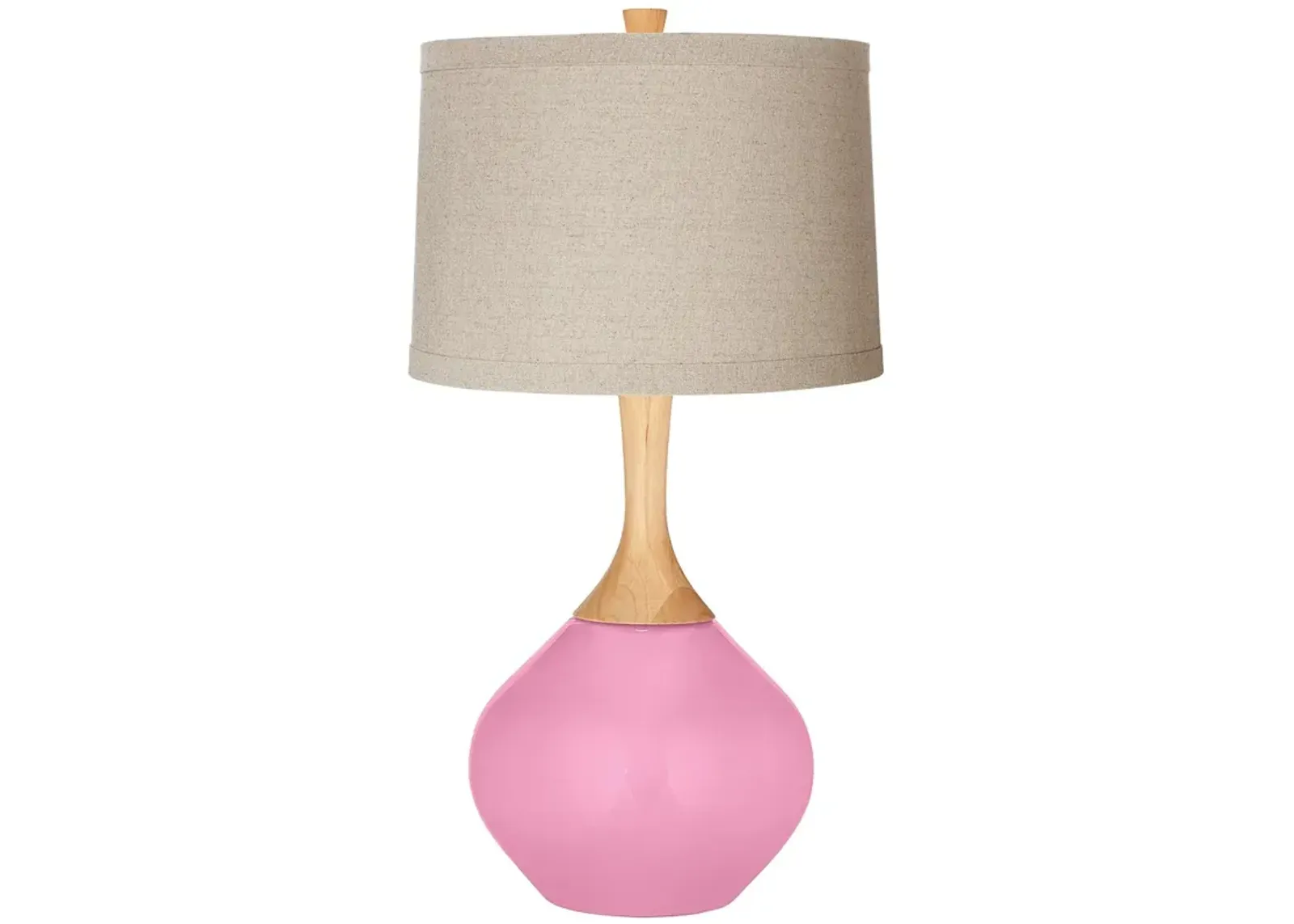 Candy Pink Natural Linen Drum Shade Wexler Table Lamp