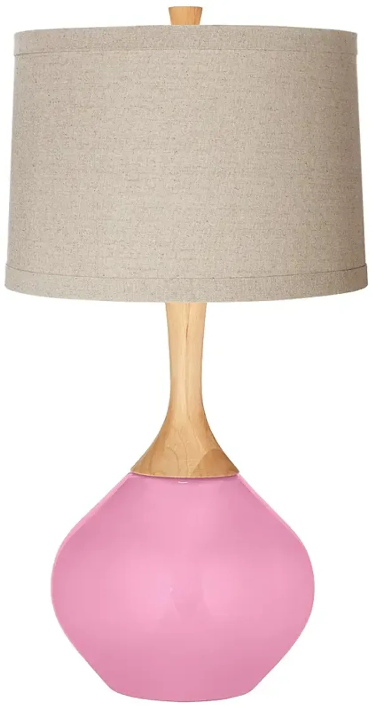 Candy Pink Natural Linen Drum Shade Wexler Table Lamp