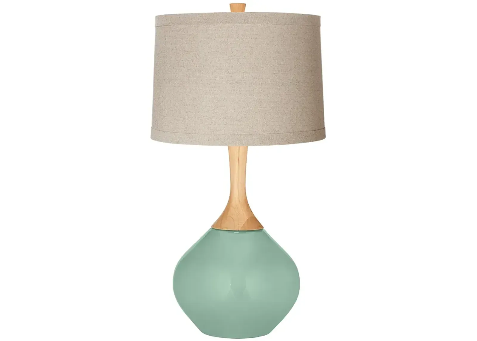 Grayed Jade Natural Linen Drum Shade Wexler Table Lamp