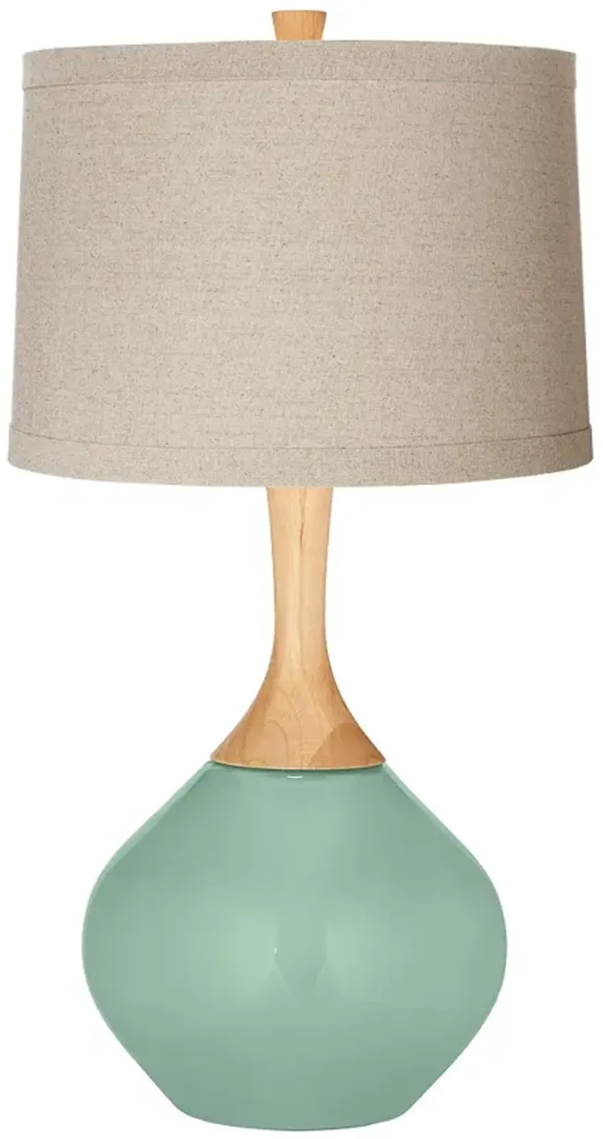 Grayed Jade Natural Linen Drum Shade Wexler Table Lamp