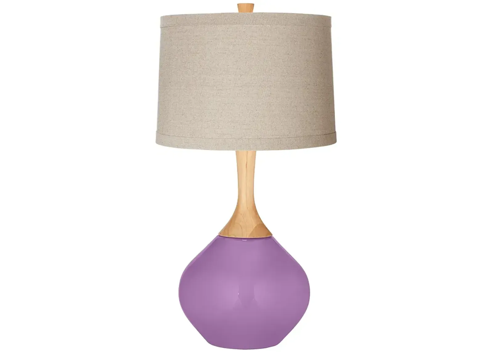 African Violet Natural Linen Drum Shade Wexler Table Lamp