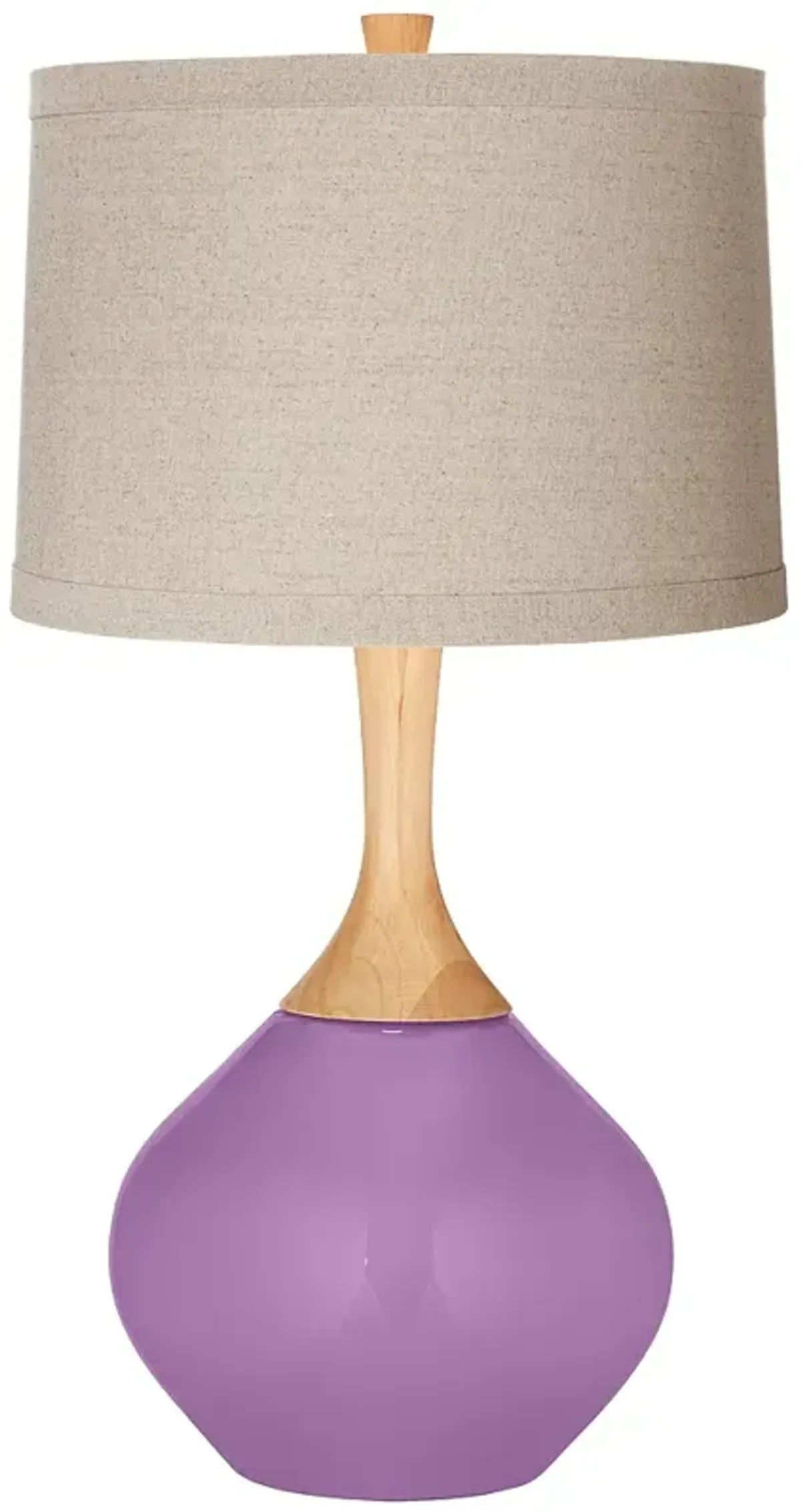 African Violet Natural Linen Drum Shade Wexler Table Lamp