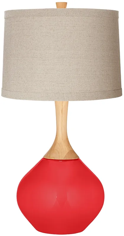 Color Plus Wexler 31" Natural Linen Poppy Red Modern Table Lamp