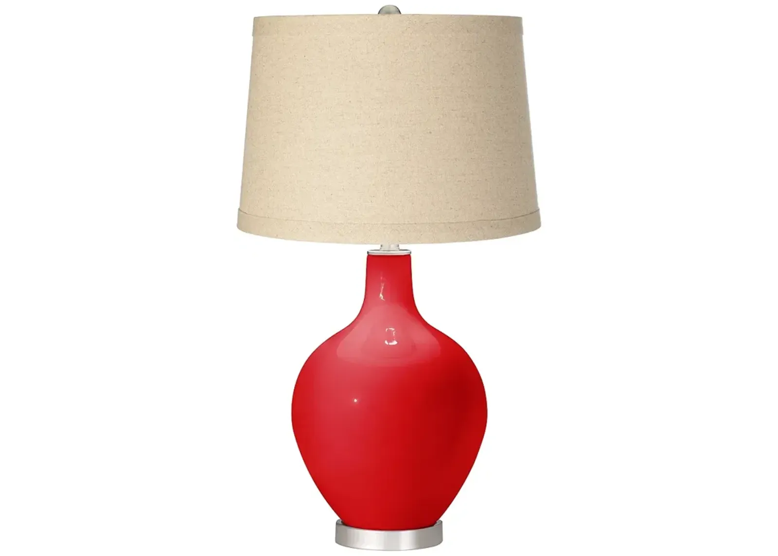 Color Plus Ovo 28 1/2" Burlap Drum Shade Bright Red Table Lamp