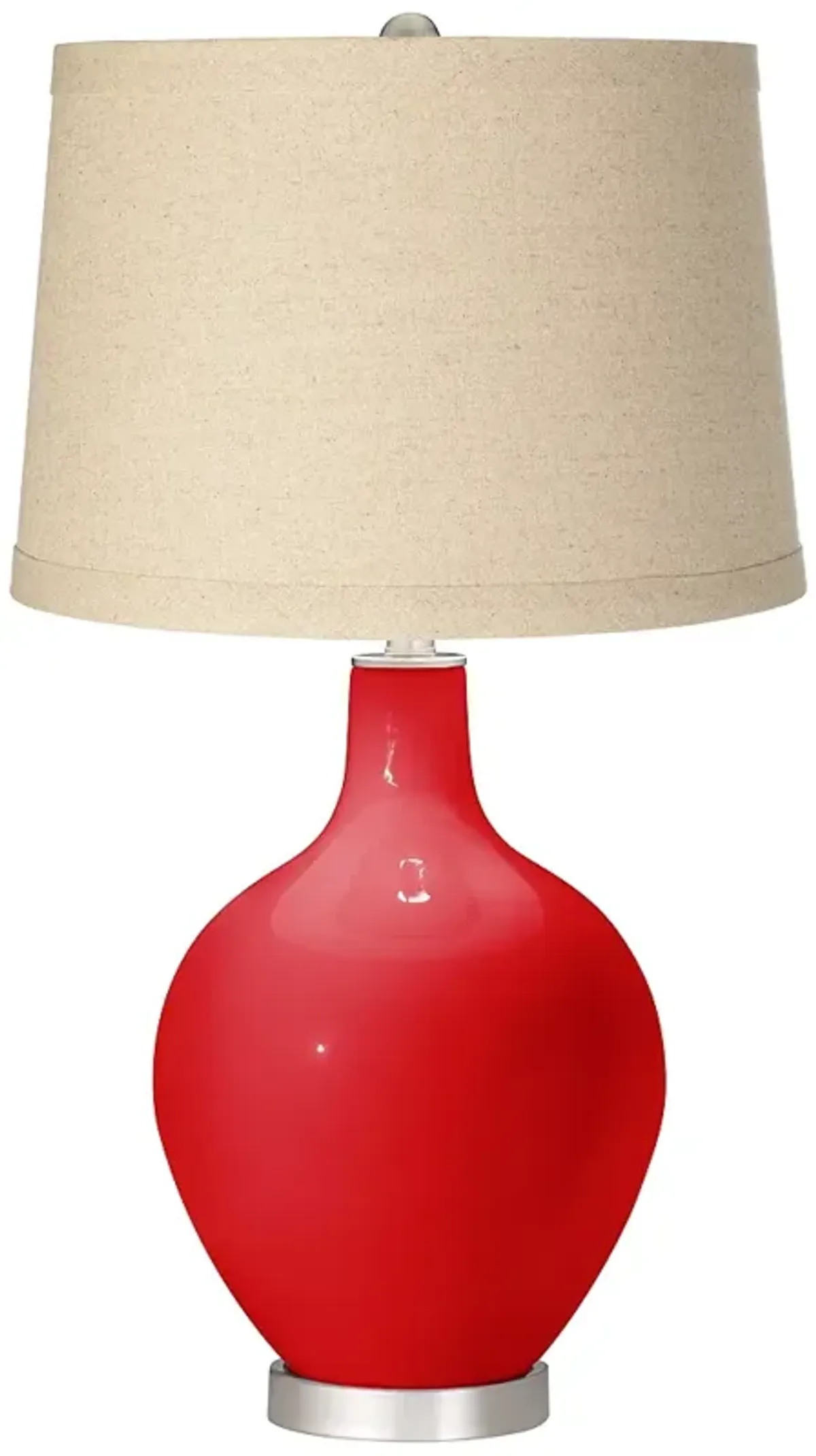 Color Plus Ovo 28 1/2" Burlap Drum Shade Bright Red Table Lamp