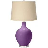 Passionate Purple Burlap Drum Shade Ovo Table Lamp