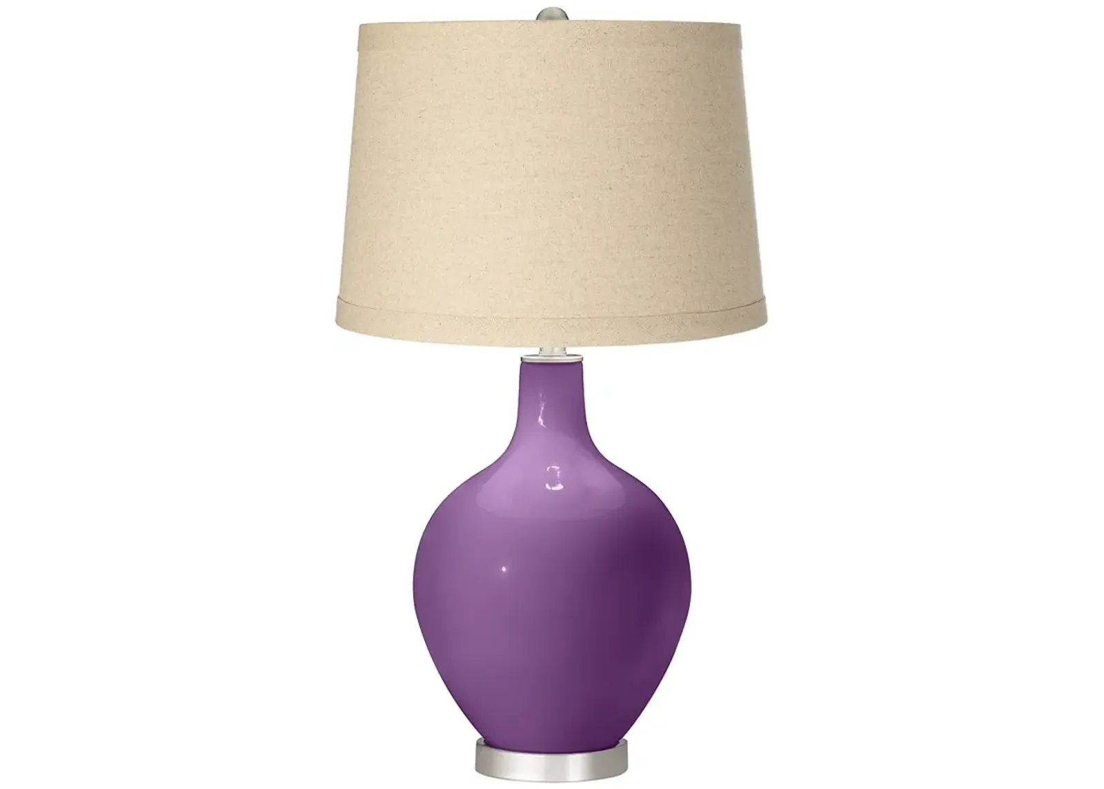 Passionate Purple Burlap Drum Shade Ovo Table Lamp