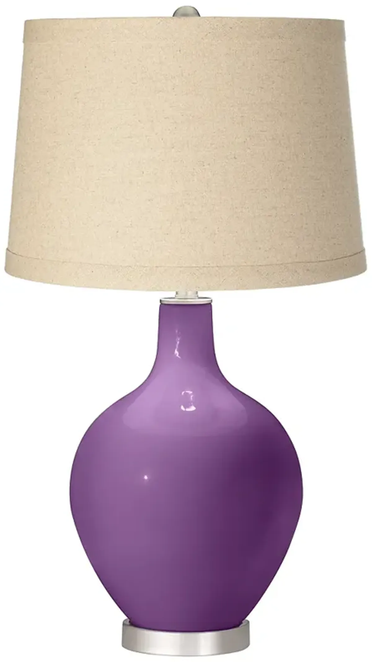 Passionate Purple Burlap Drum Shade Ovo Table Lamp