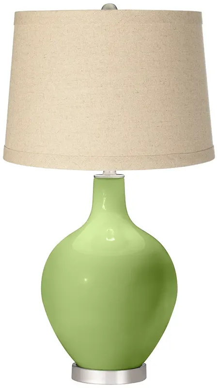 Lime Rickey Burlap Drum Shade Ovo Table Lamp