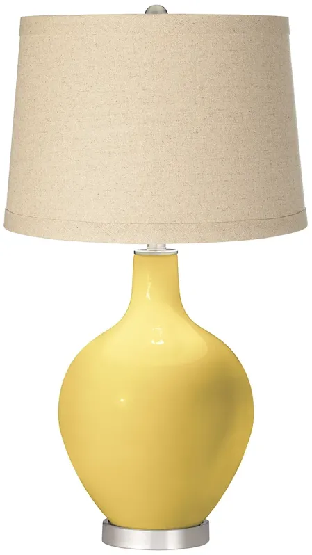 Daffodil Burlap Drum Shade Ovo Table Lamp