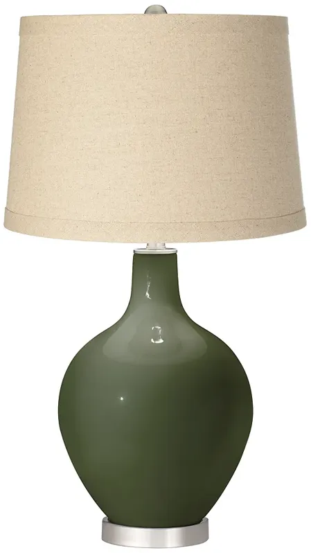 Color Plus Ovo 28 1/2" Secret Garden Green Burlap Shade Table Lamp