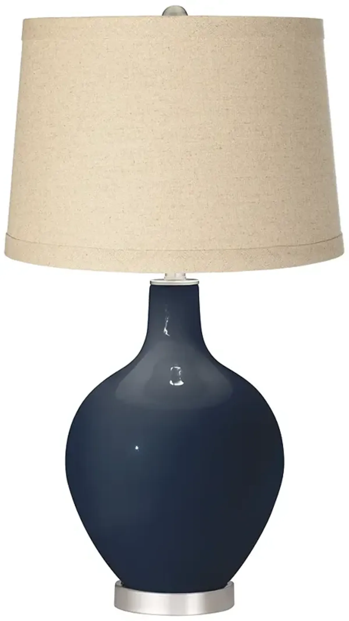 Color Plus Ovo 28 1/2" Burlap Shade Naval Blue Table Lamp