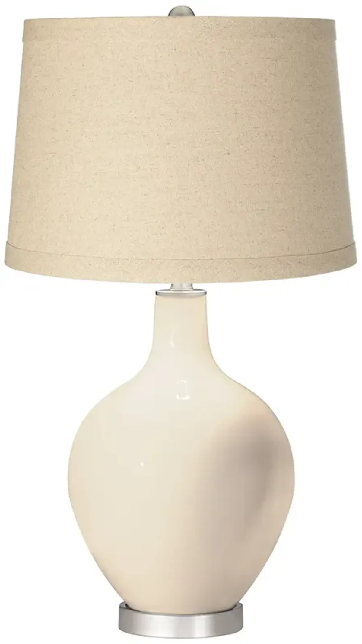 Color Plus Ovo 28 1/2" Burlap Shade and Steamed Milk White Table Lamp