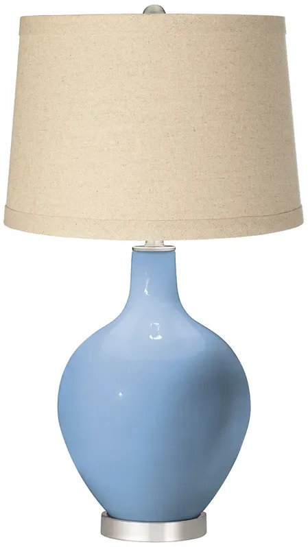 Color Plus Ovo 28 1/2" High Burlap Shade Placid Blue Table Lamp