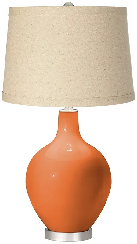 Color Plus Ovo 28 1/2" Burlap and Celosia Orange Glass Table Lamp