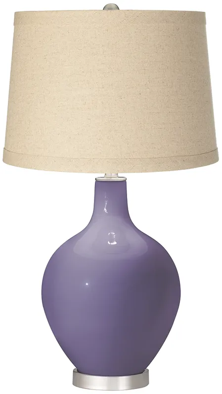 Purple Haze Burlap Drum Shade Ovo Table Lamp