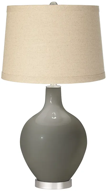 Gauntlet Gray Burlap Drum Shade Ovo Table Lamp