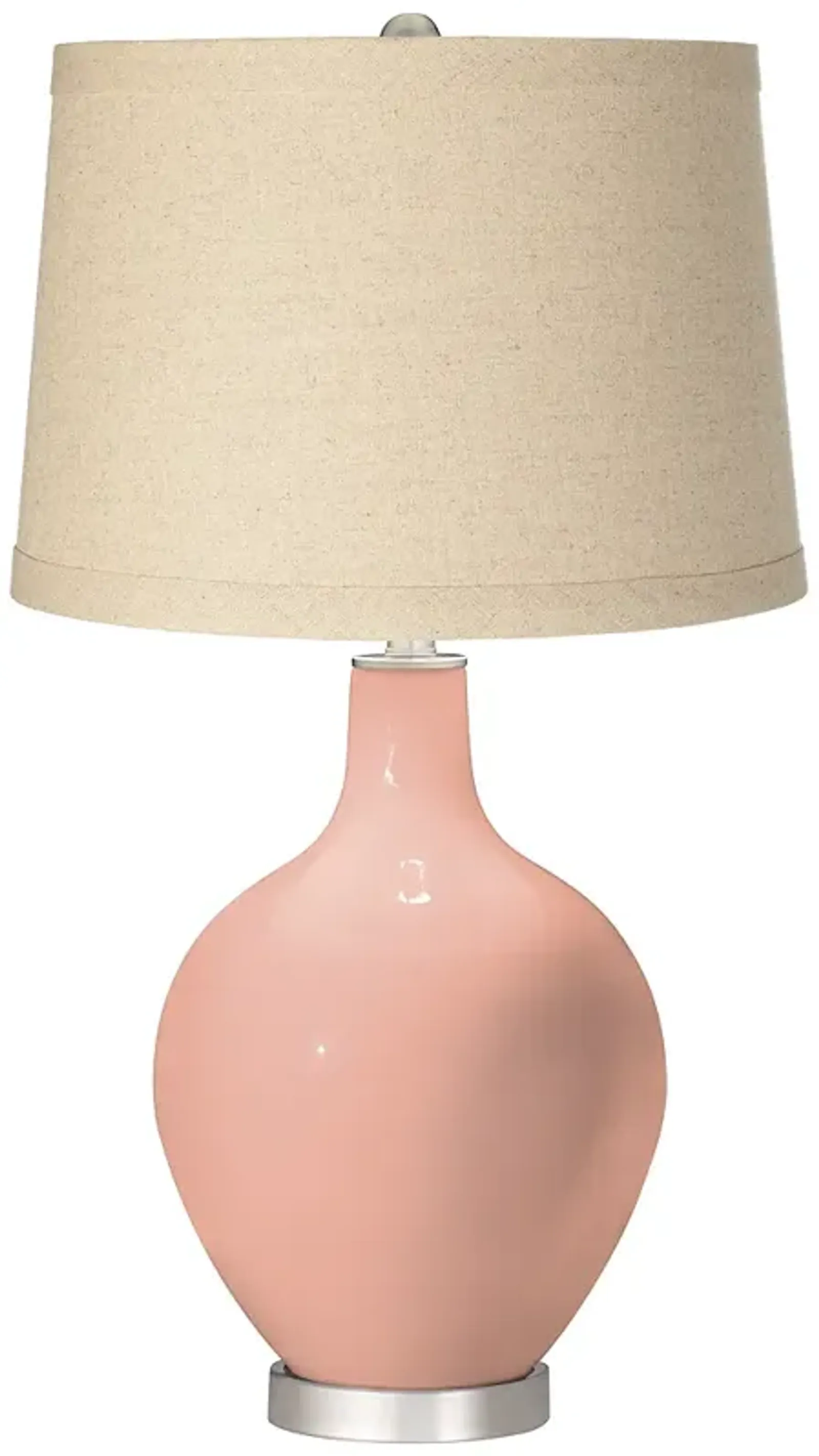 Mellow Coral Burlap Drum Shade Ovo Table Lamp