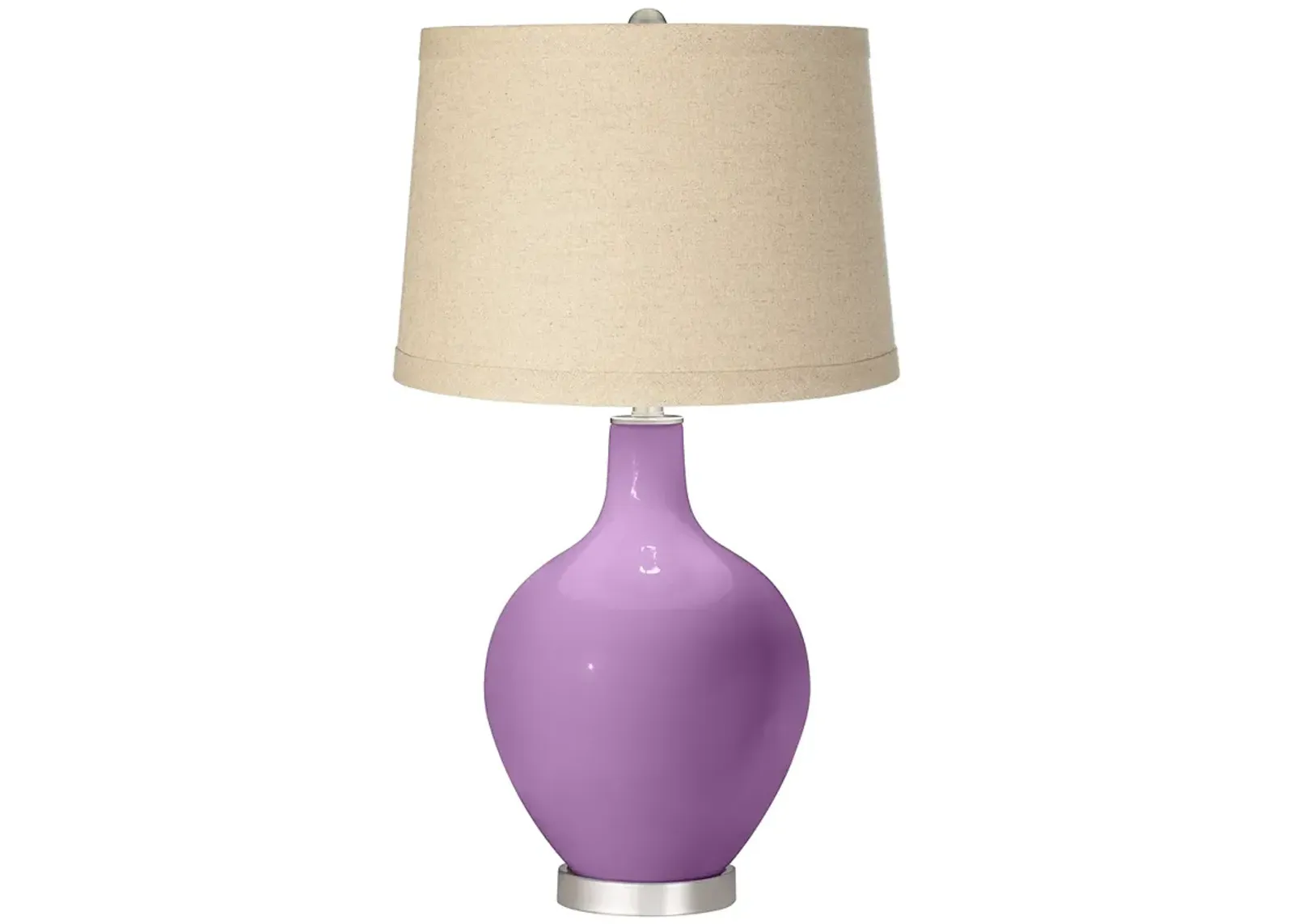 African Violet Burlap Drum Shade Ovo Table Lamp