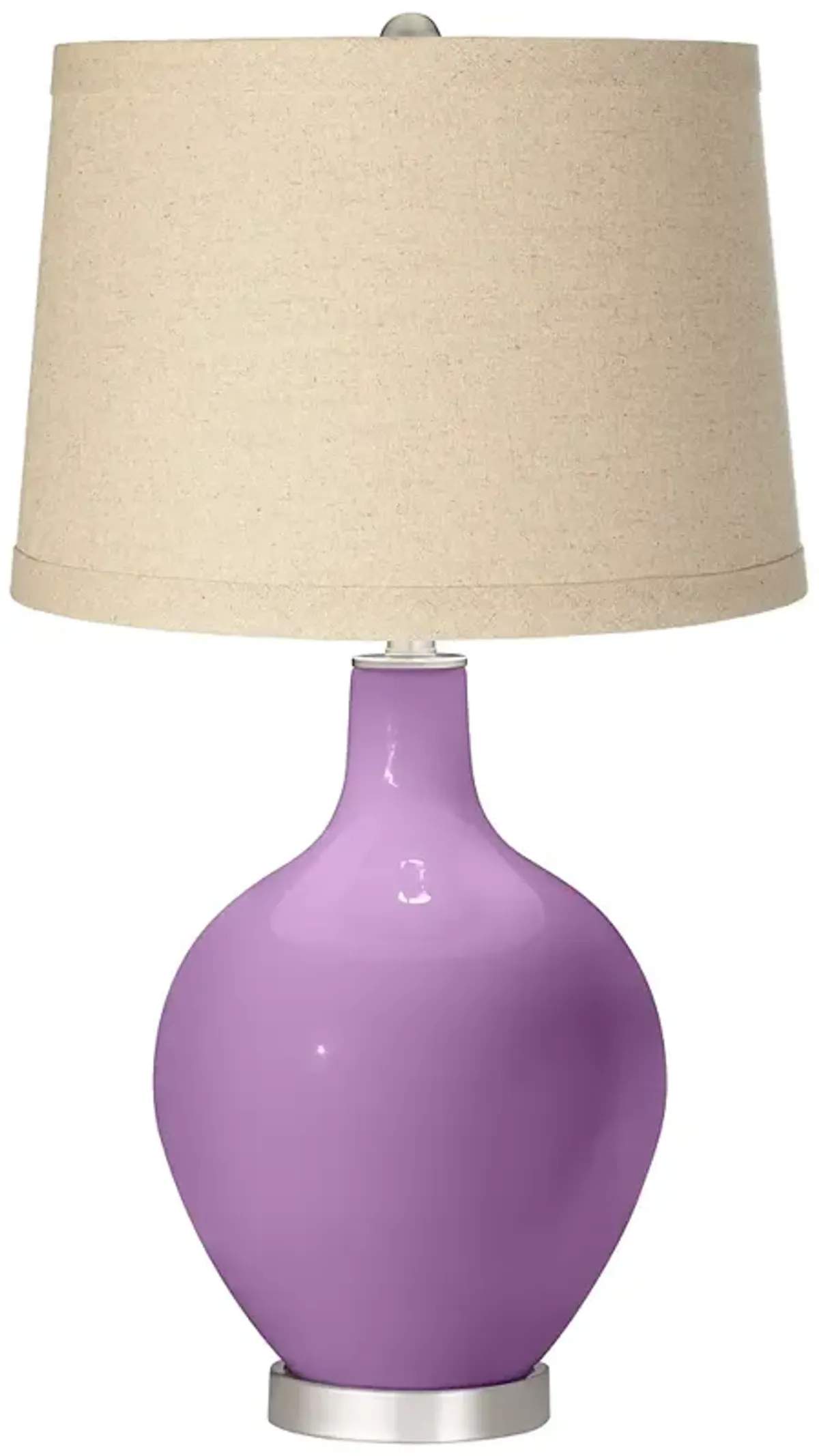 African Violet Burlap Drum Shade Ovo Table Lamp