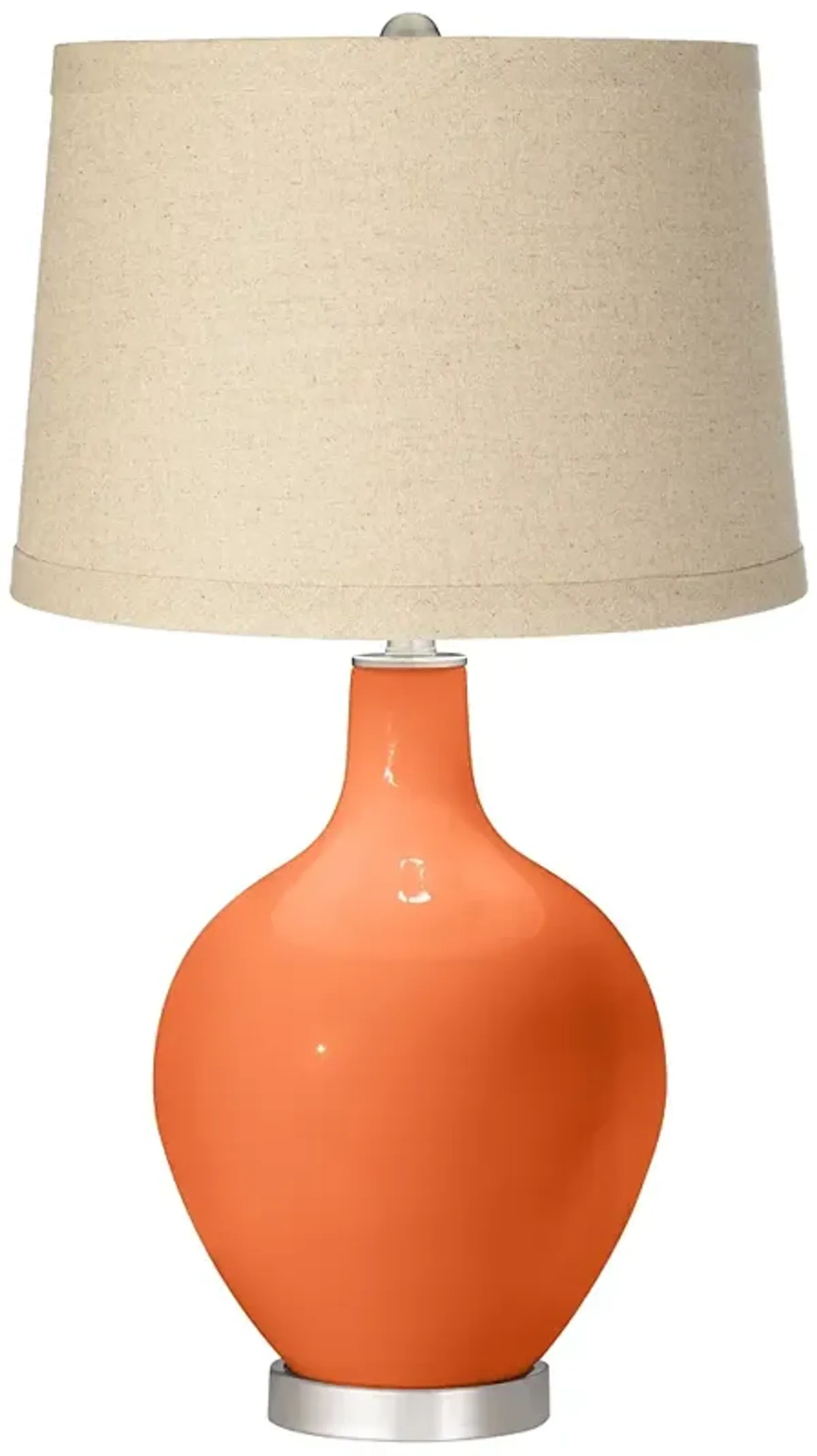 Nectarine Burlap Drum Shade Ovo Table Lamp