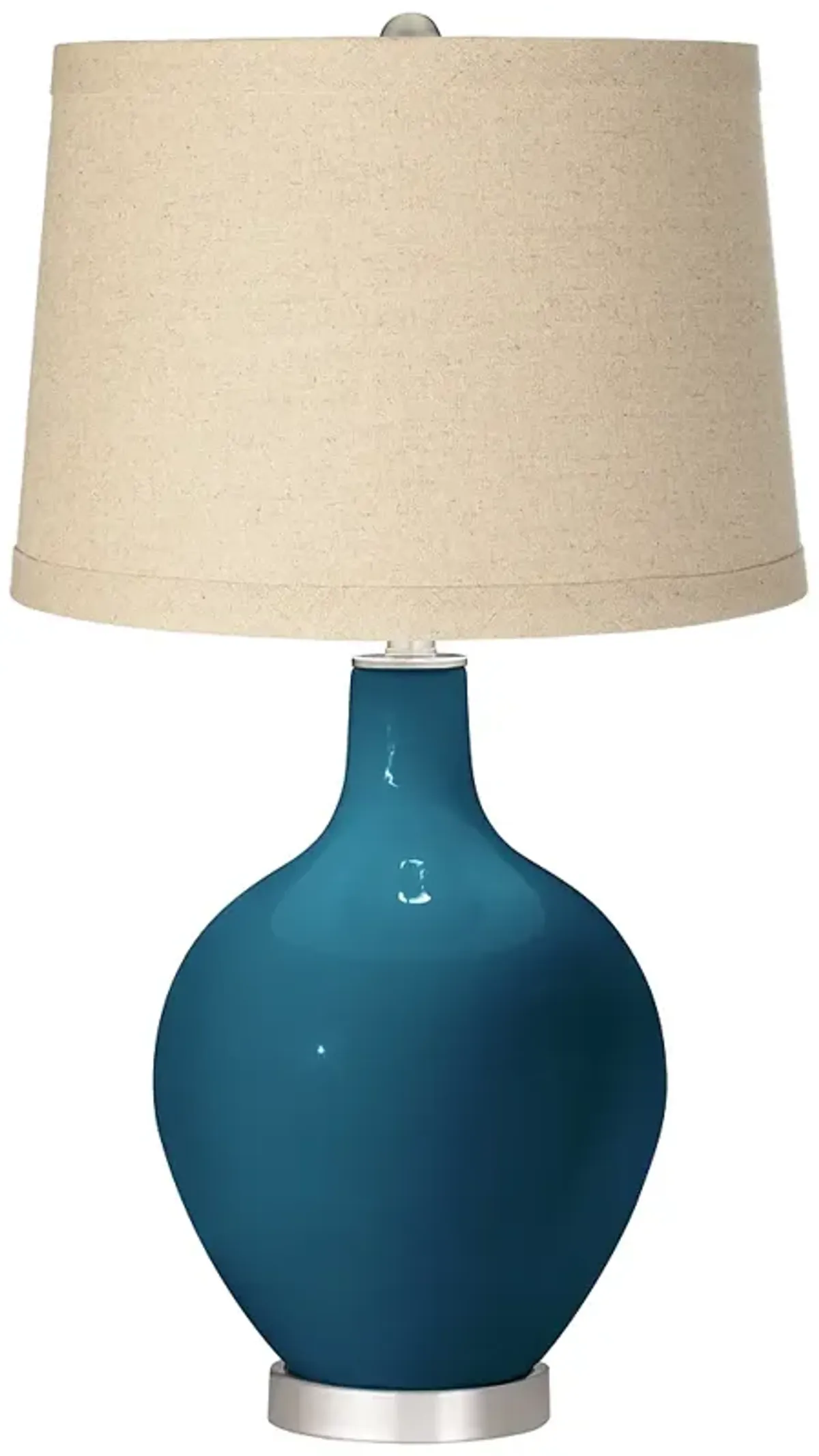 Oceanside Burlap Drum Shade Ovo Table Lamp