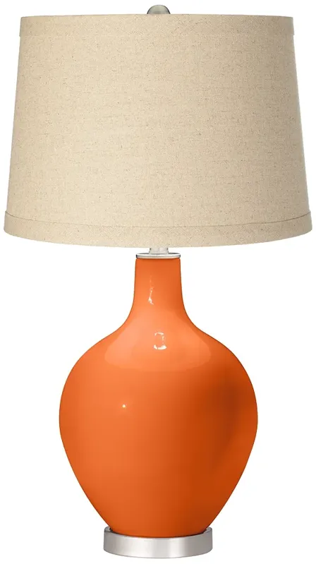 Invigorate Burlap Drum Shade Ovo Table Lamp