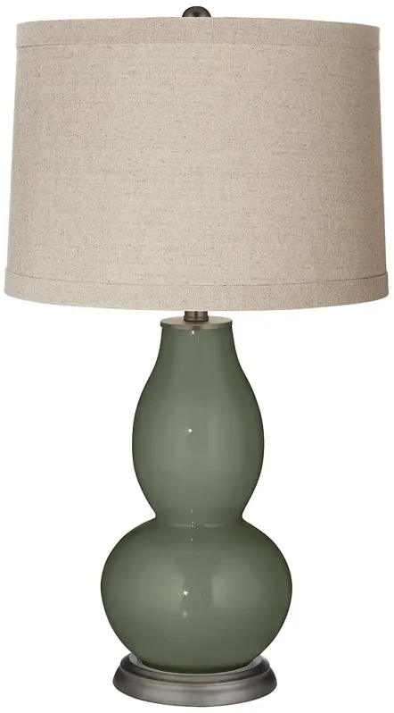 Color Plus Double Gourd 28 3/4" Linen Shade Deep Lichen Green Lamp