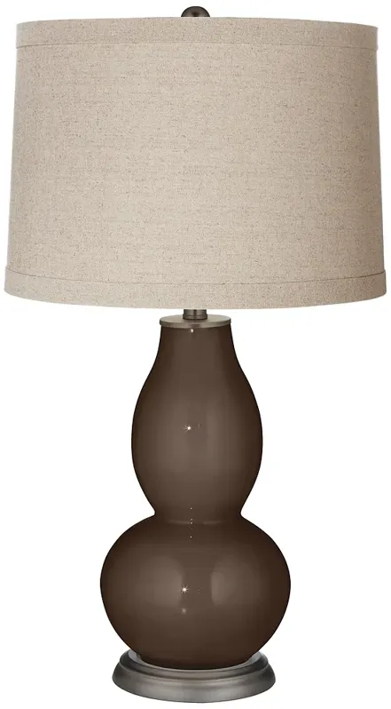 Color Plus Double Gourd 28 3/4" Linen Shade Carafe Brown Table Lamp