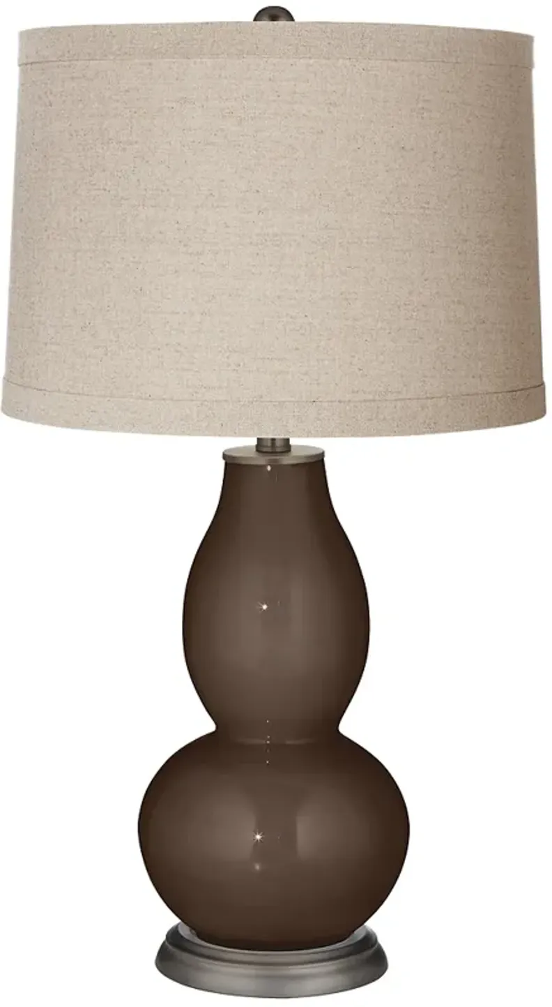 Color Plus Double Gourd 28 3/4" Linen Shade Carafe Brown Table Lamp