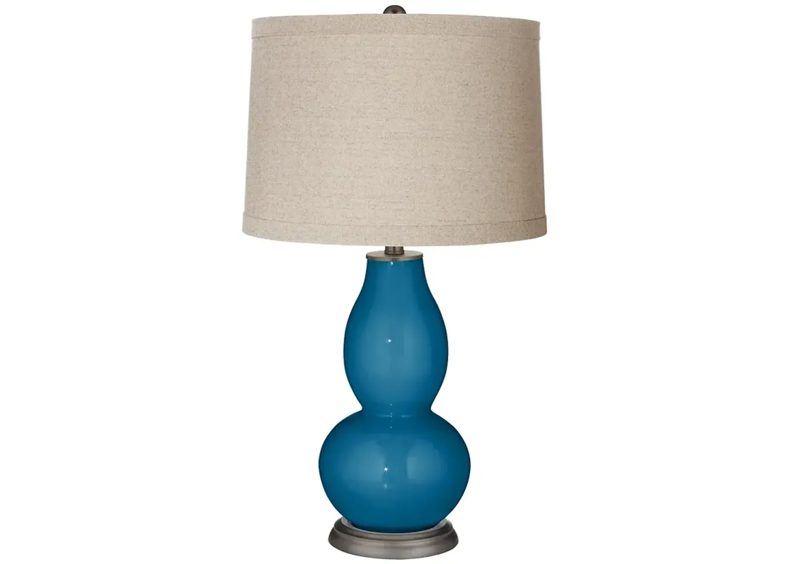 Color Plus Double Gourd 28 3/4" Linen Shade Mykonos Blue Table Lamp