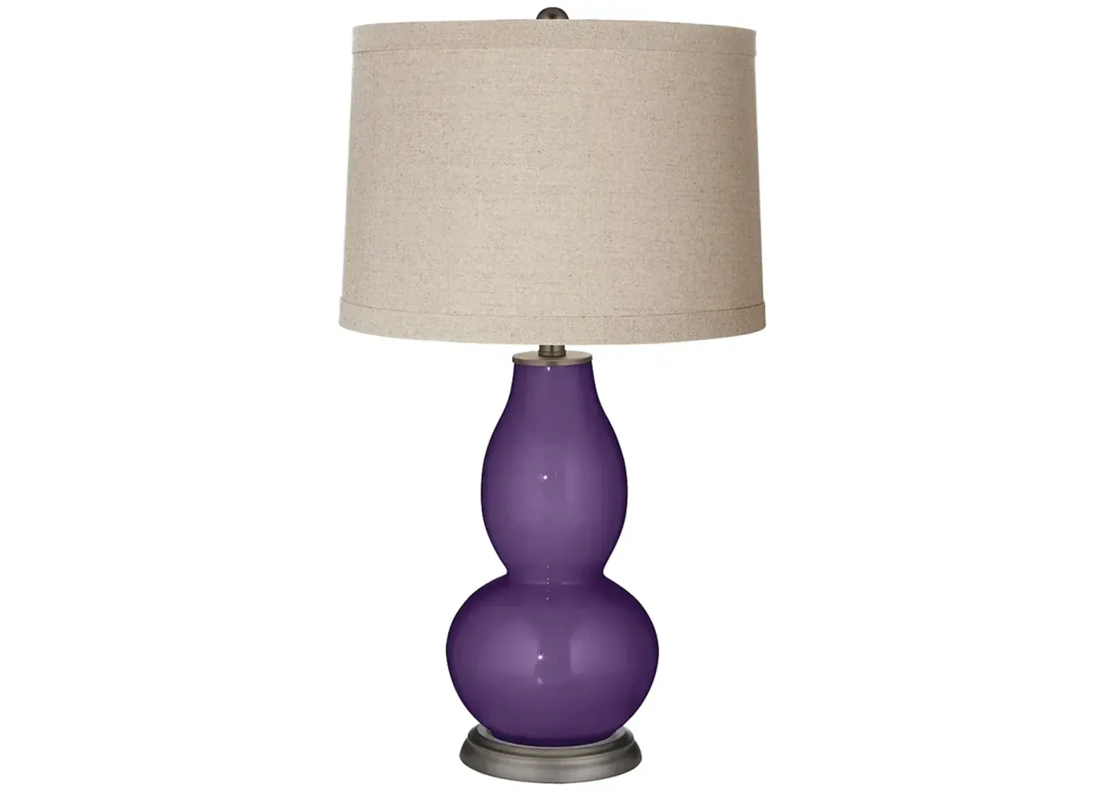 Color Plus Double Gourd 28 3/4" Linen Shade Acai Purple Table Lamp