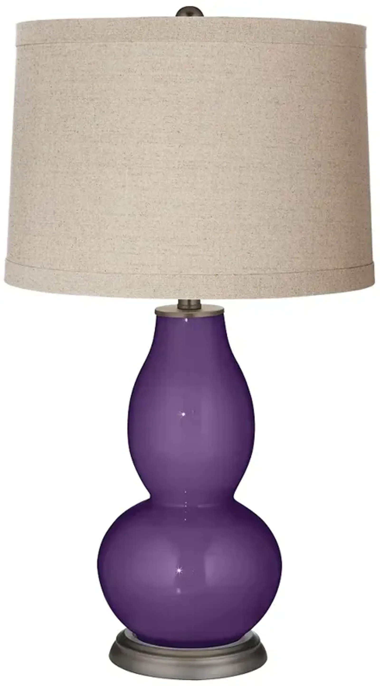 Color Plus Double Gourd 28 3/4" Linen Shade Acai Purple Table Lamp