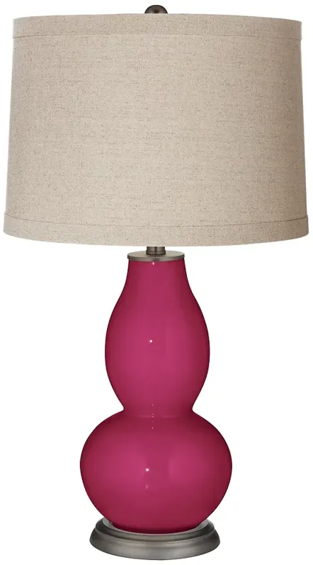 Color Plus Double Gourd 28 3/4" Linen Shade Vivacious Pink Table Lamp