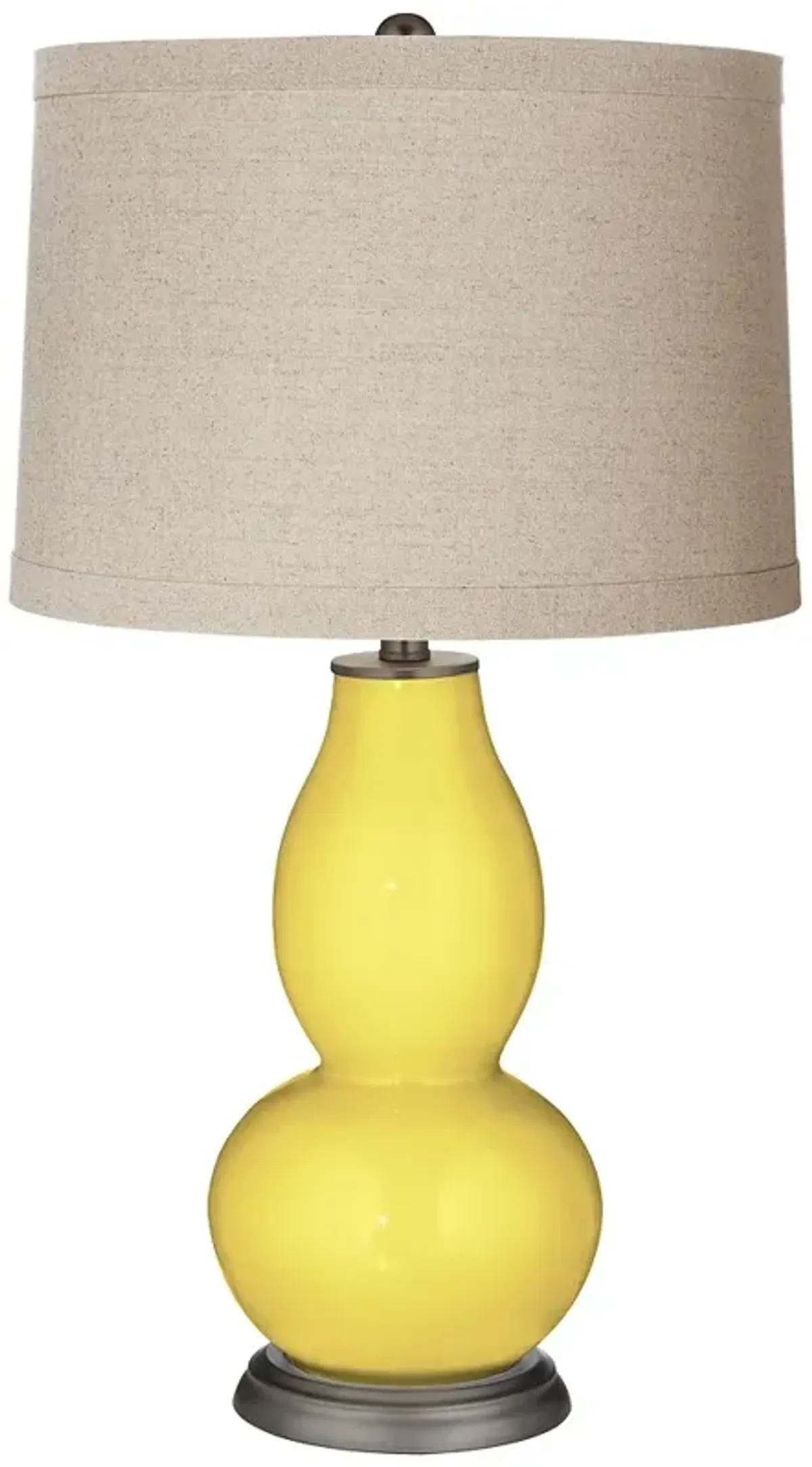 Color Plus Double Gourd 28 3/4" Linen Shade Lemon Twist Yellow Lamp