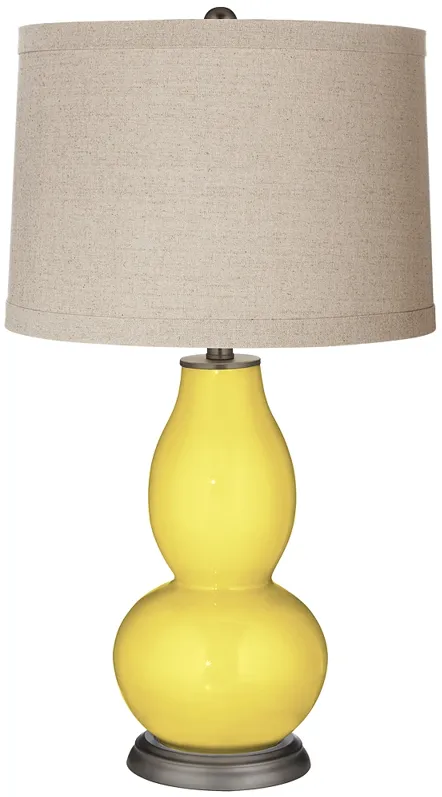 Color Plus Double Gourd 28 3/4" Linen Shade Lemon Twist Yellow Lamp