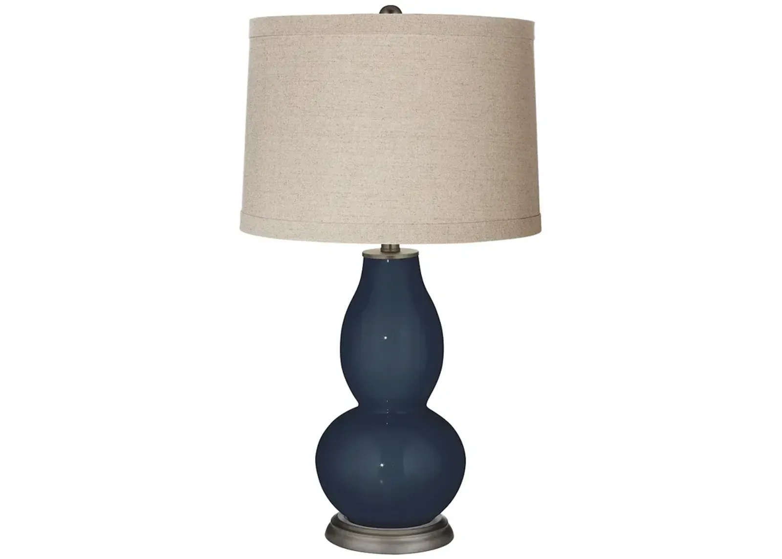 Color Plus Double Gourd 28 3/4" High Linen Shade Naval Blue Table Lamp