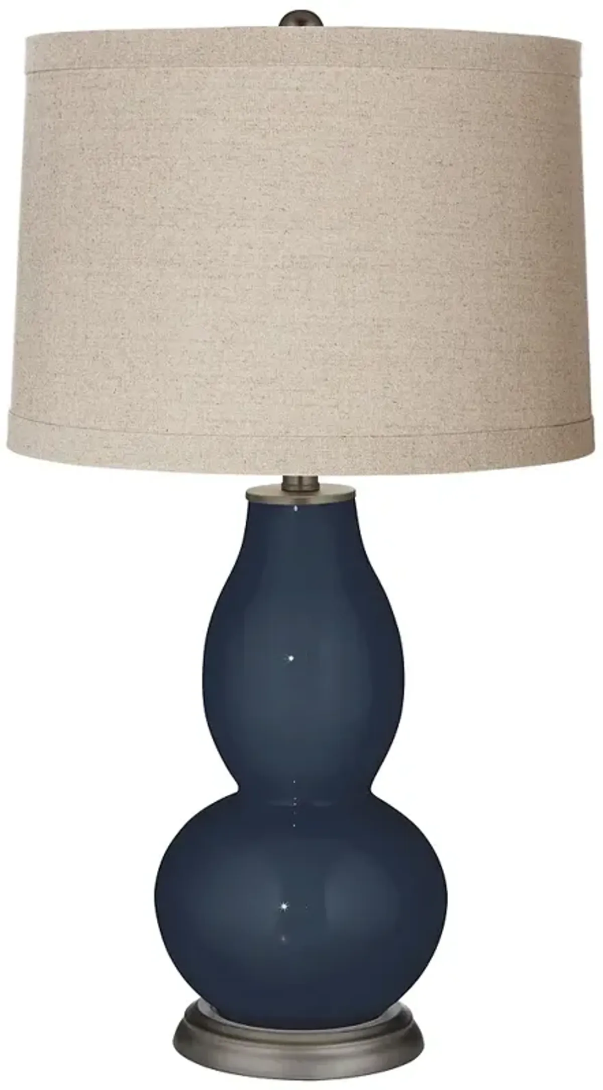 Color Plus Double Gourd 28 3/4" High Linen Shade Naval Blue Table Lamp