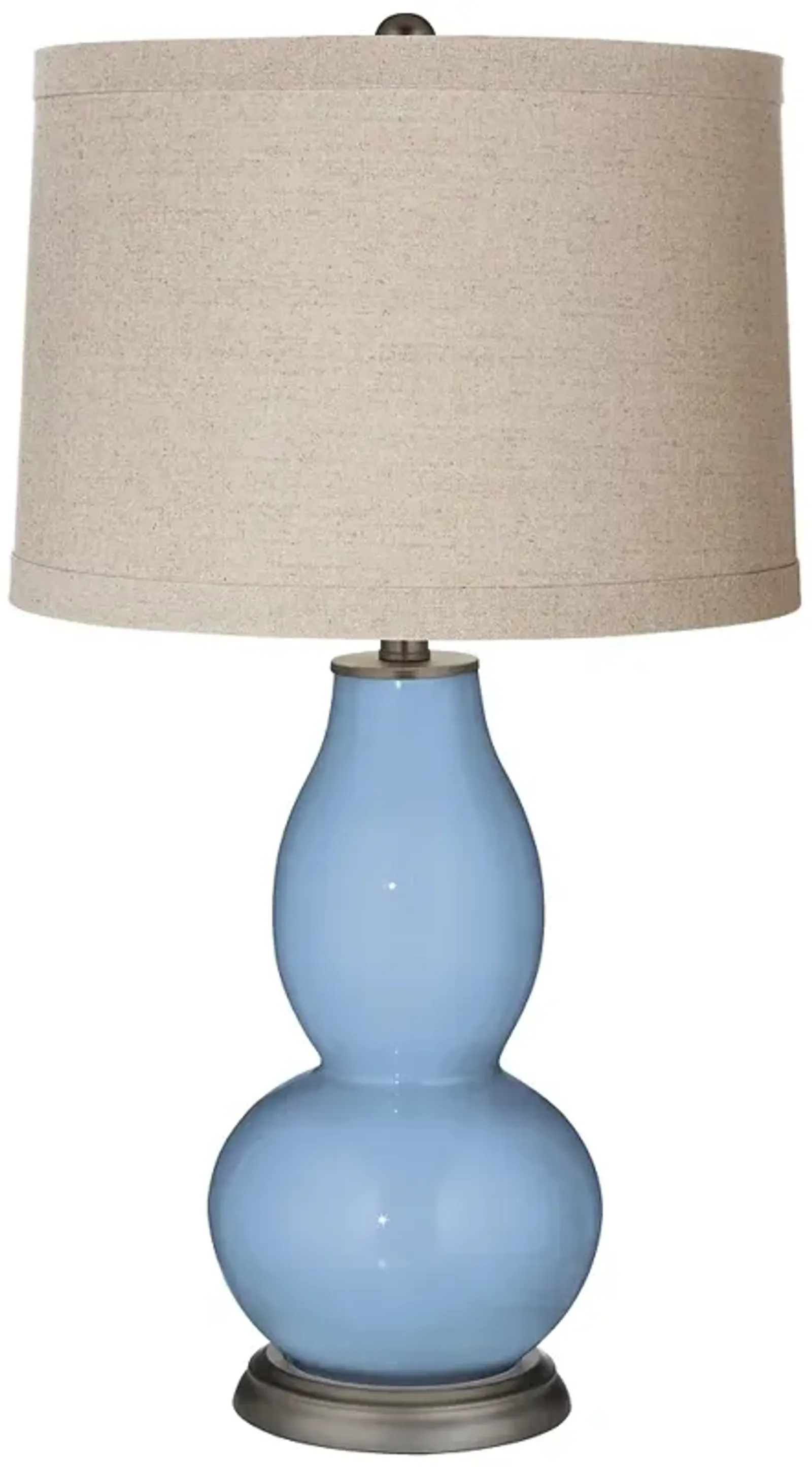 Color Plus Double Gourd 29 1/2" Linen Shade Placid Blue Table Lamp