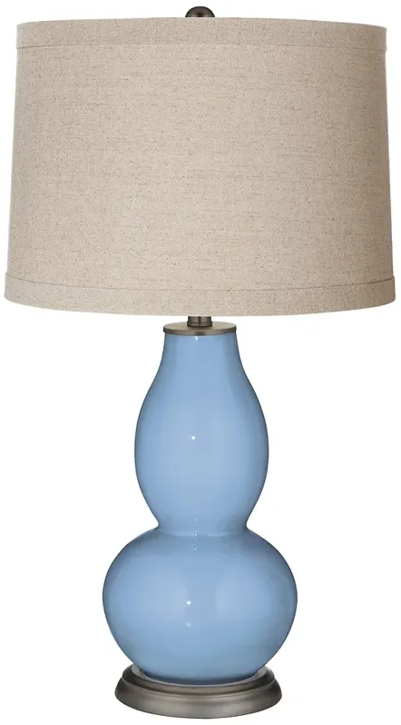 Color Plus Double Gourd 29 1/2" Linen Shade Placid Blue Table Lamp