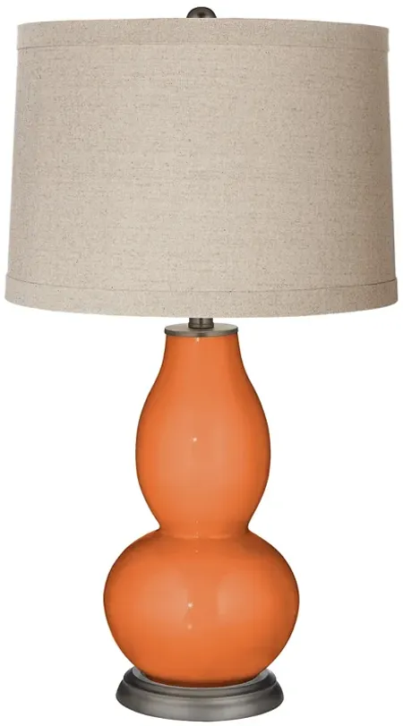 Celosia Orange Linen Drum Shade Double Gourd Table Lamp