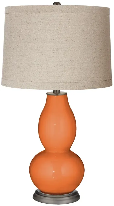 Color Plus Double Gourd 28 3/4" Linen Shade Celosia Orange Table Lamp