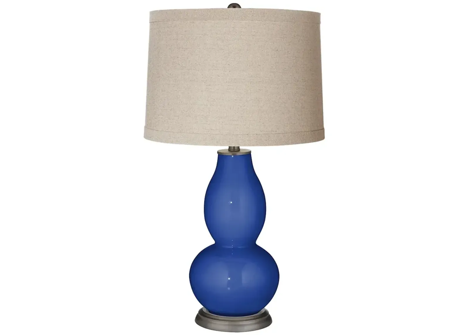 Color Plus Double Gourd 28 3/4" Linen Shade Dazzling Blue Table Lamp