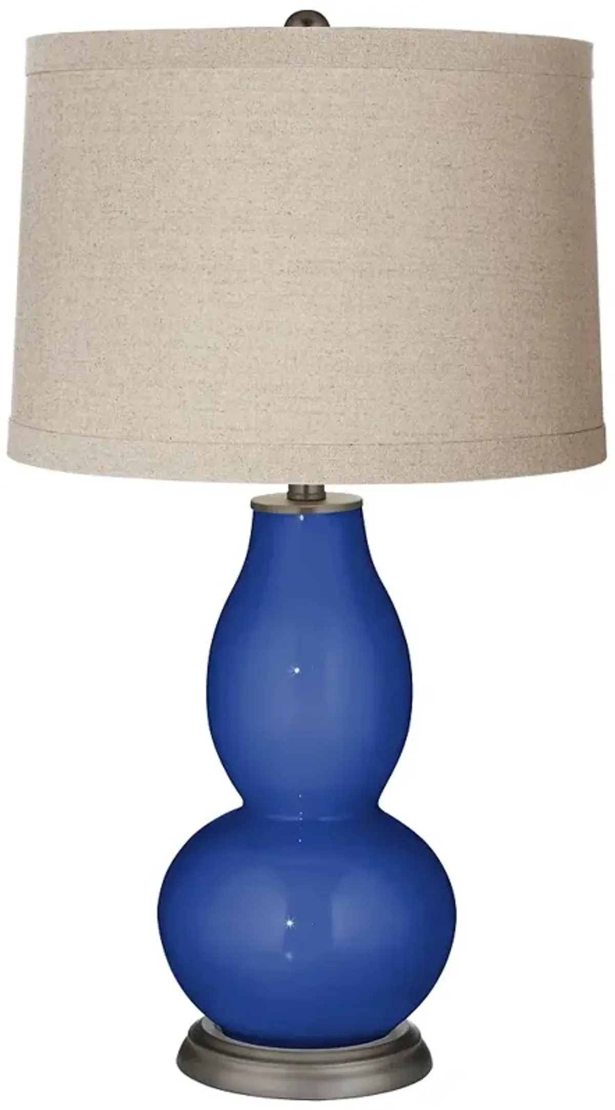 Color Plus Double Gourd 28 3/4" Linen Shade Dazzling Blue Table Lamp