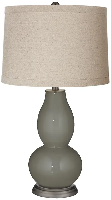 Color Plus Double Gourd 28 3/4" Linen Shade Gauntlet Gray Table Lamp