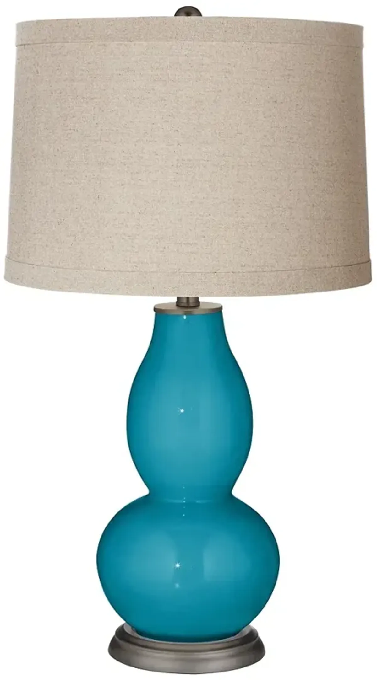 Color Plus Double Gourd 28 3/4" Linen Shade Caribbean Sea Blue Lamp