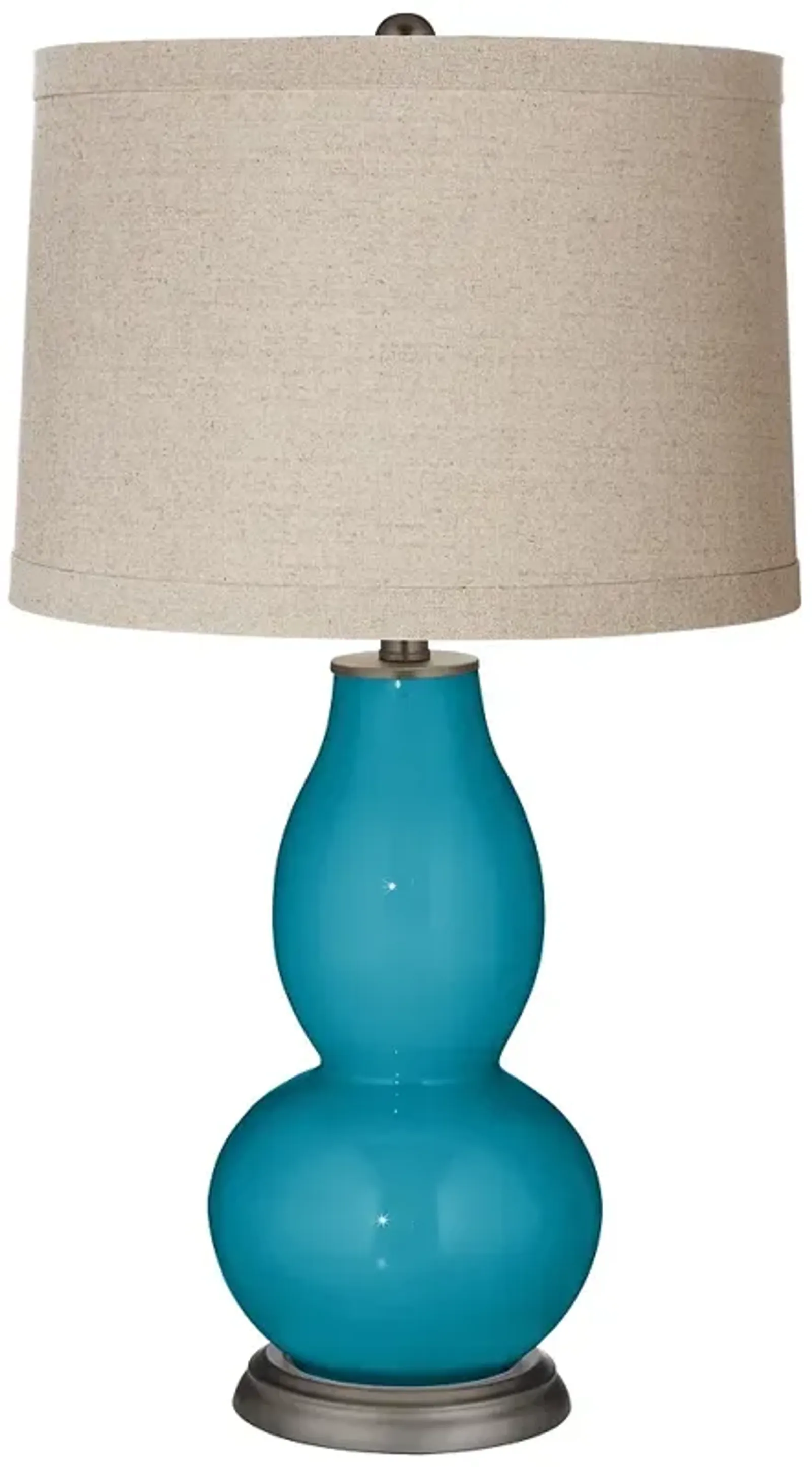 Color Plus Double Gourd 28 3/4" Linen Shade Caribbean Sea Blue Lamp