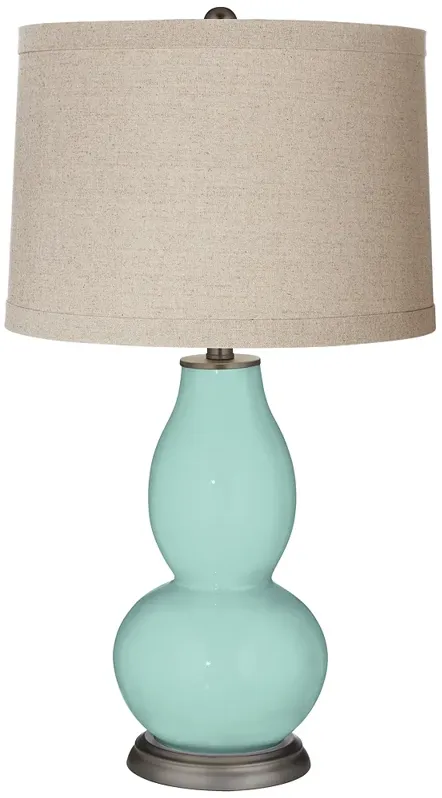 Color Plus Double Gourd 28 3/4" Linen Shade Cay Blue Table Lamp